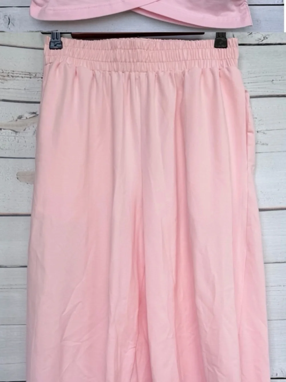 Pink Crossover Cap Sleeve Crop Top & High Waist Balloon Jogger Lounge Set Small